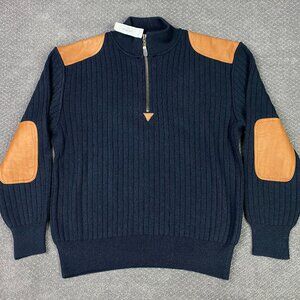 Orvis Navy and Tan Zip Up Sweater
